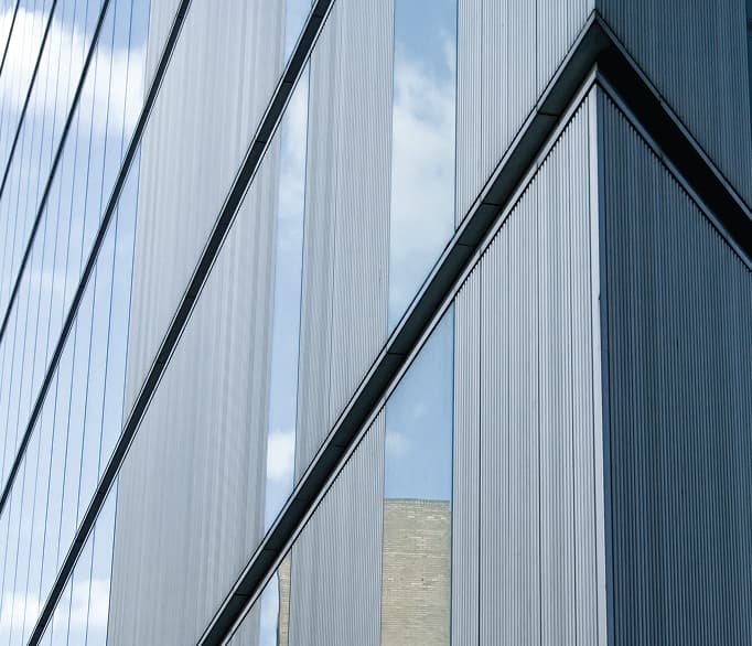 Modern architectural exterior with metal paneling